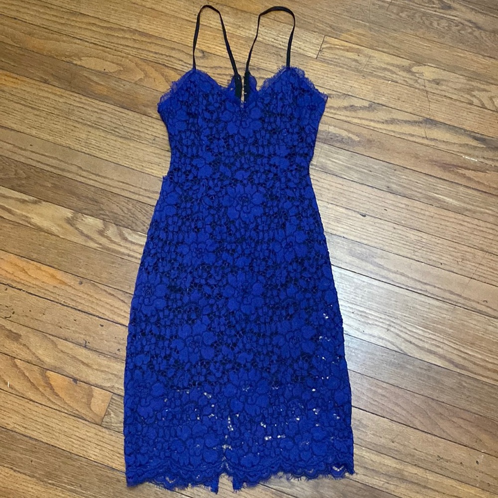 NBD Black/Royal Blue Lace Dress - 00
